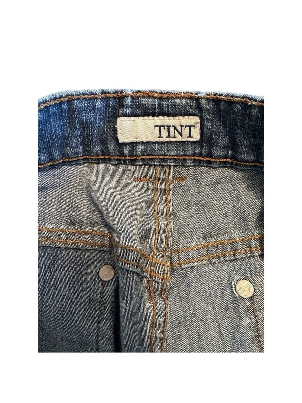 Tint Women's Denim Bermuda Short Cuffed Blue Size 12 5-Pockets Zipper Button - Picture 8 of 15